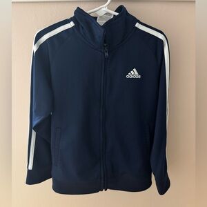 Adidas Dark Blue Jacket with White Stripes-Boys size 6